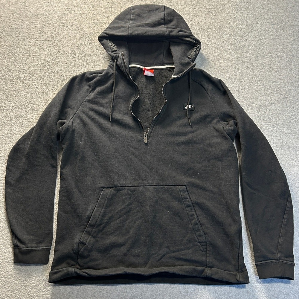 Nike 1/4 Zip Hoodie Mens Large Black Pullover Sweatshirt Swoosh Athletic  Casual
